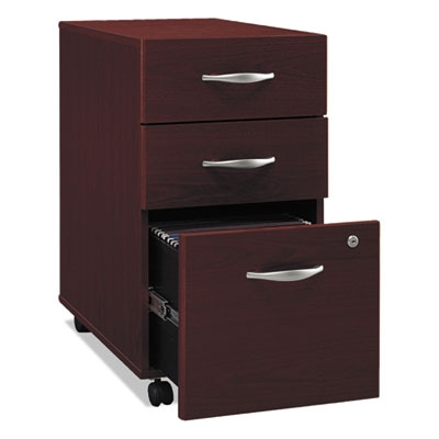 Series C Collection 3 Drawer Mobile Pedestal (assembled), Mahogany