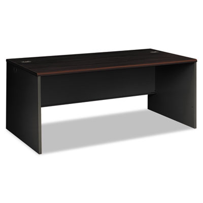 38000 Series Desk Shell, 72w X 36d X 29-1/2h, Mahogany/charcoal