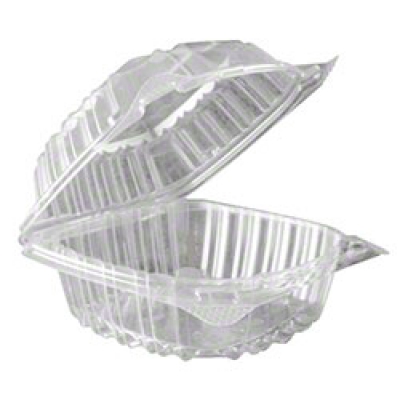 Clearseal Hinged Clear Containers, 13 4/5 Oz, Clear, Plastic, 5.4 X 5.